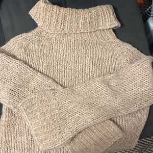 Super comfy sweater, wool, size L, multi color - tan/white